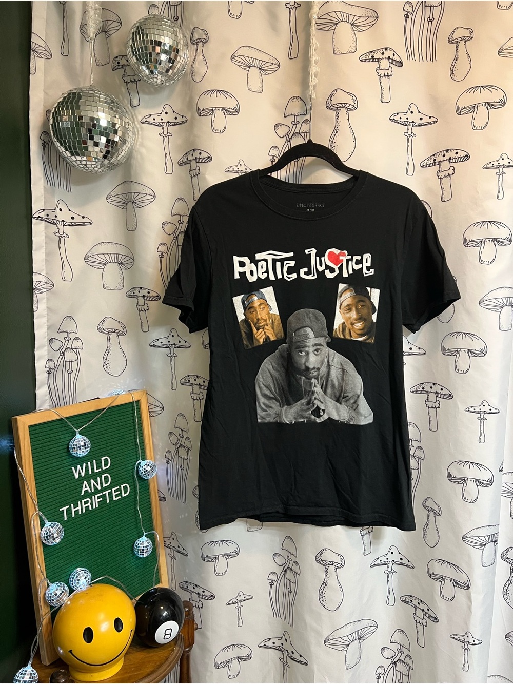 Tupac Poetic Justice Graphic T-Shirt Black Chemistry Size Medium